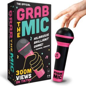 Official Grab The Mic Family Karaoke Board Game w/Foam Mic, 8+ Ages,